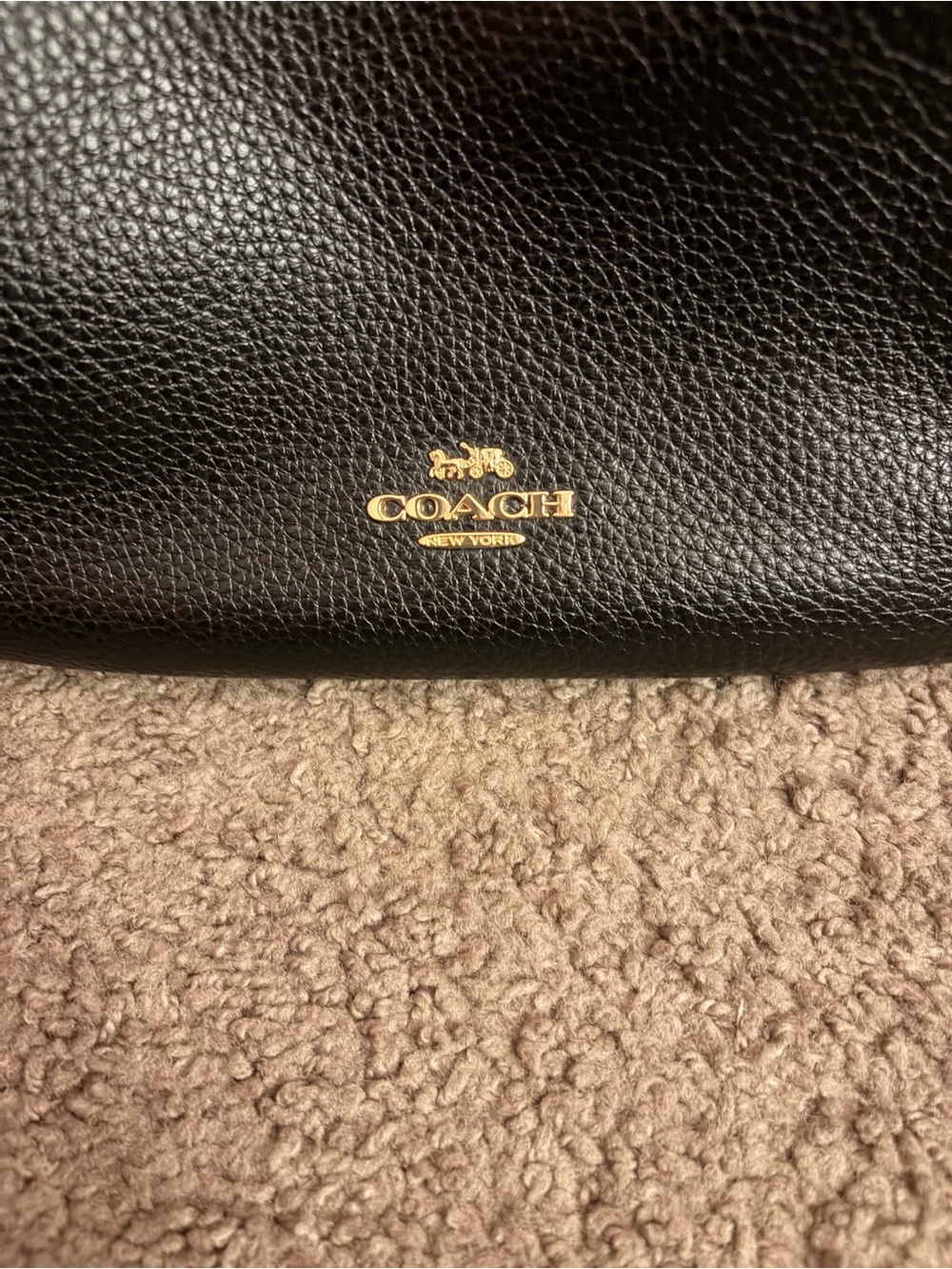 Coach Black Pebbled Leather Crossbody with Gold Logo